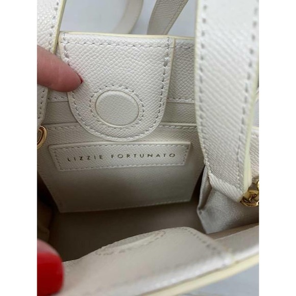 Lizzie Fortunato "Pronto" Textured Leather Top Handle Mini Bag, 7"x7.5"x6"-Cream - Picture 12 of 14